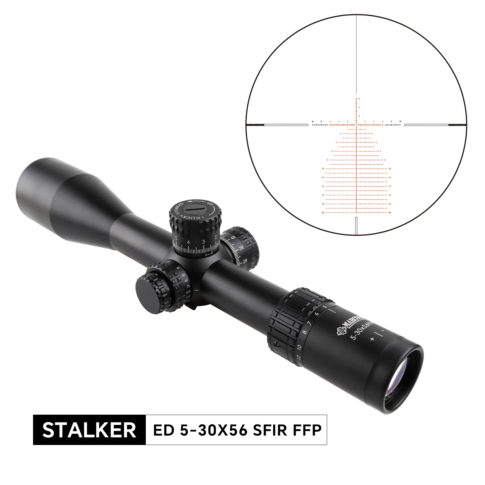 STALKER 5-30x56 FFP Rifle Scope with Zero Stop